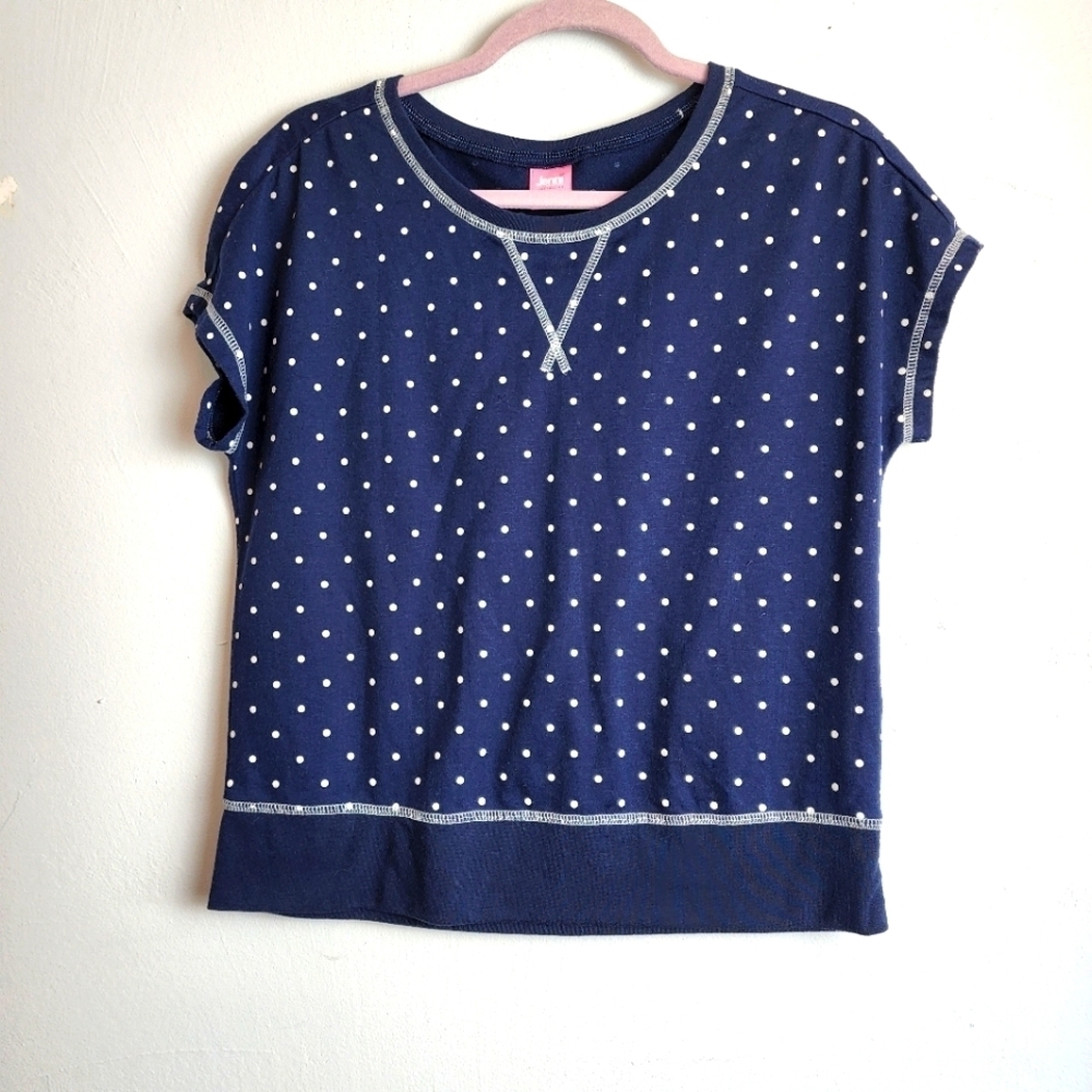 Jenni Intamates Sleepware Blue Short Sleeve Polka Dot Top Size S